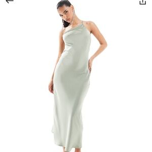 One shoulder low back maxi dress in sage
